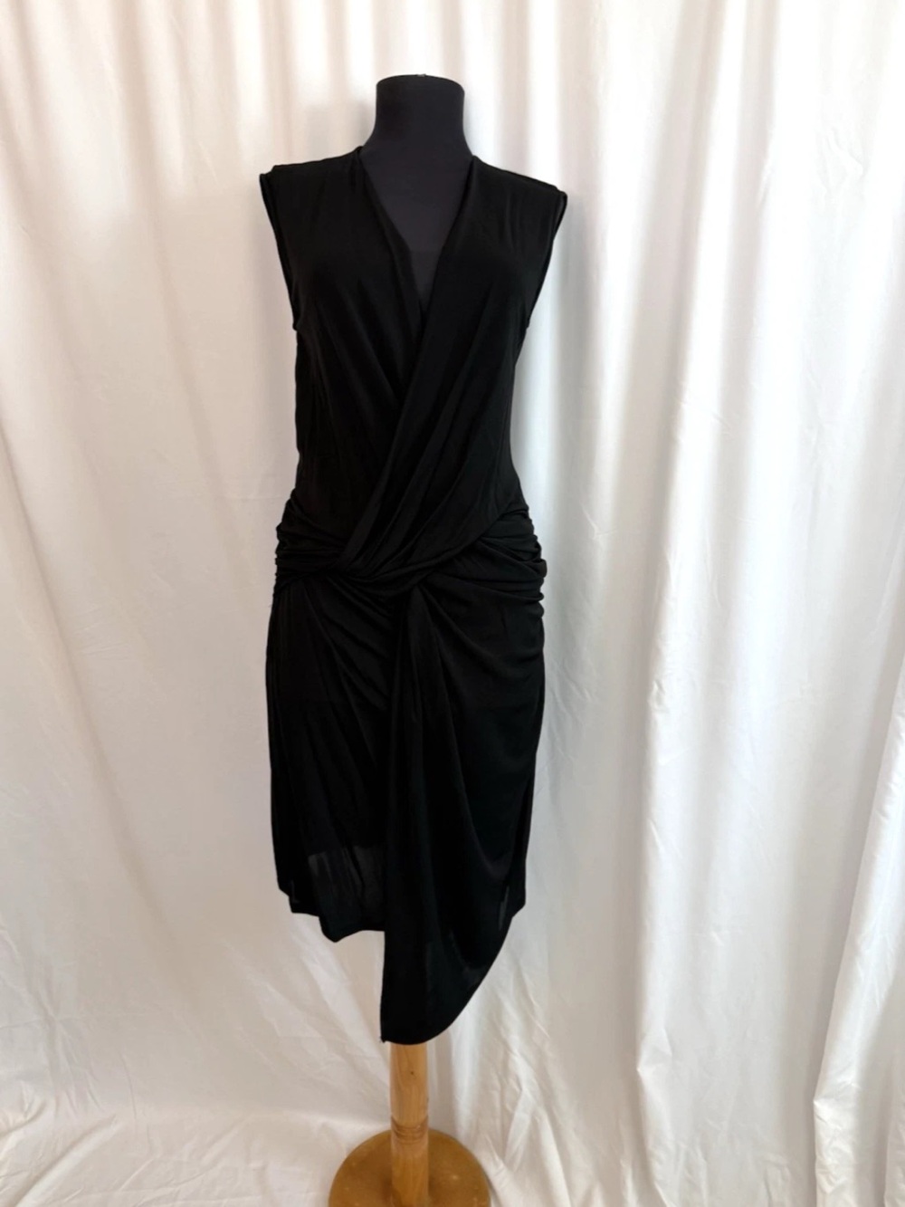 Costello Tagliapietra Black Luxe Knit Draped Dress - size 0 Extra Small NWT